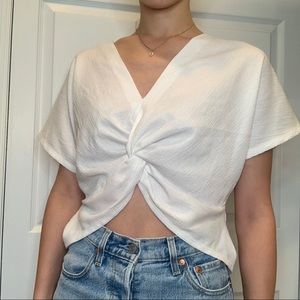 Zara White Twisted Top